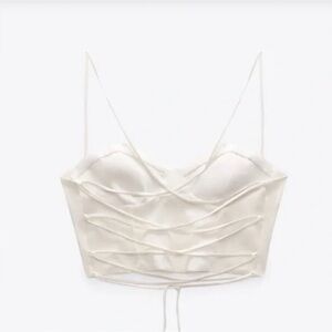 🦢Zara Lace Back / Corset White Strappy Top🦢